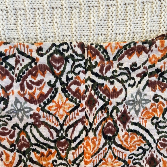 Zara Abstract Print Mini Skirt | Green, Orange, Beige | Size: M | Women - Picture 2 of 11